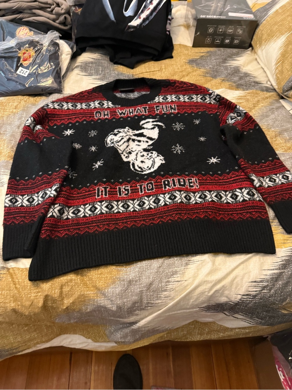 Darc Sport Harley Davison Black & Red Snowmobile Crewneck Sweater size L